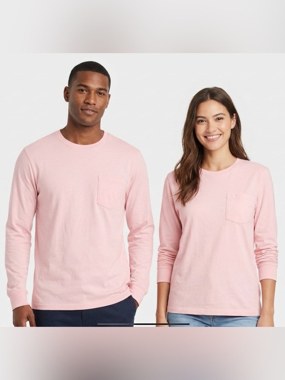 Goodfellow & Co Men's Long-Sleeve Pocket Tee - Light Pink - Unisex